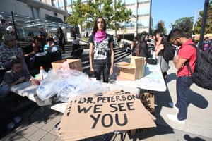 A University of Toronto student protests Peterson’s video series attacking ‘political correctness’ in academia