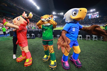 Maple the Moose, Zayu the Jaguar and Clutch the Bald Eagle made an appearance at Tuesday’s World Cup playoffs in Mexico.