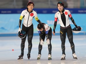 Winter Olympics day 14: speed skating, Canada curling bronze and more – live! | Sport 4 (Left to right) Miho Takagi, Nana Takagi and Ayano Sato Ayano of Japan.
