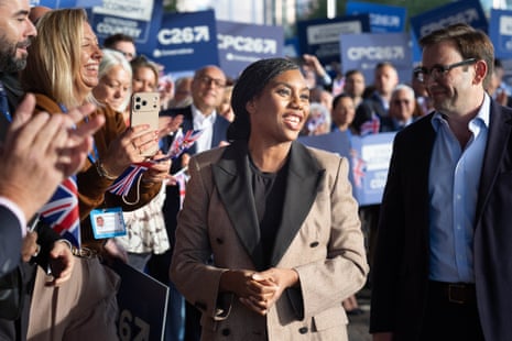 Kemi Badenoch and her husband Hamish arriving at the Tory conference in Birmingham yesterday.