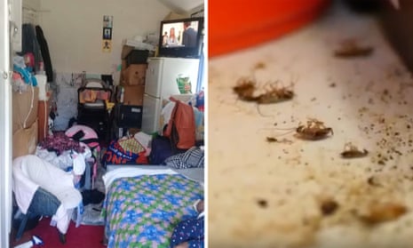 Cockroaches and overcrowding in a flat for asylum seekers provided by Home Office contractors. The room on the left is shared by three people.