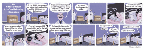 Stephen Collins cartoon on air conditioning, panel 1