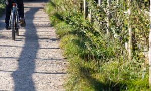 Cycling along cycle path