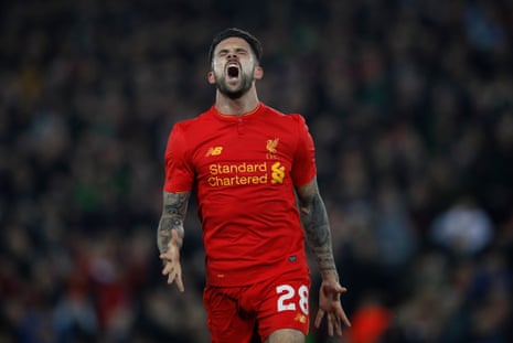Liverpool’s Danny Ings reacts after going close.