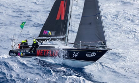 Azzurro on the open water during the Sydney to Hobart yacht race on Wednesday.