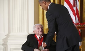 President Barack Obama awards the 2013 national humanities medal to MH Abrams, literary critic.