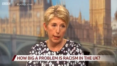Angela Smith appears to describe people with 'funny tinge' in racism debate – video