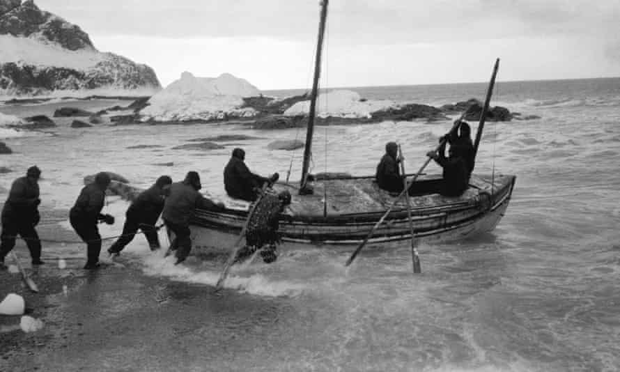 Shackleton and five others depart for South Georgia in the James Caird.