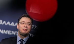 Aleksandar Vučić addresses the media in Belgrade, in October.