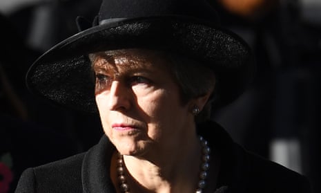 Theresa May at the Remembrance Sunday service marking the armistice centenary.