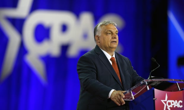 Viktor Orbán speaks at CPAC on Thursday.