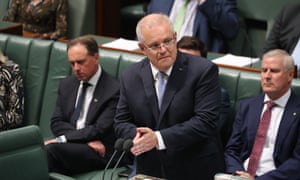 Prime minister Scott Morrison speaks in parliament
