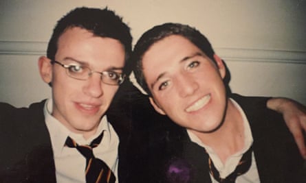 Colin Crummy with his ‘unapologetically gay mate’ Jarlath Gregory at a school disco club night in Dublin, in the late 90s.