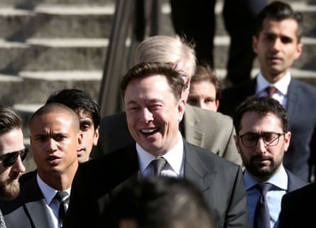 Elon Musk leaves Manhattan federal court after a hearing on his fraud settlement with the SEC in 2019.