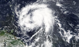 Hurricane Maria is shown in the Atlantic Ocean about 85 miles east of Martinique in this Nasa satellite photo on Sunday.