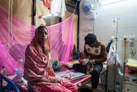 A patient is treated at the Infectious Diseases hospital in Dhaka amid a widespread measles outbreak.