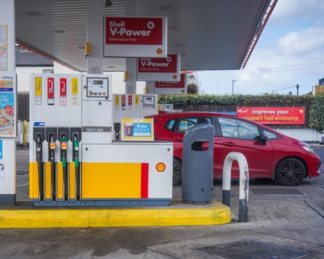 A car at a Shell filling station in London