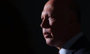 Home Affairs minister Peter Dutton at a press conference in the mural hall of Parliament House Canberra 14 May 2020.