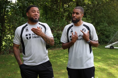 Colin Kazim-Richards (left) and Julian Gray (right) at Crawley’s training ground.