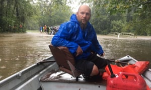 John Brown, one of the volunteers, on his way to pick up evacuees in Woodlands.