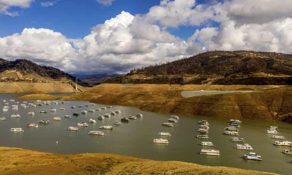 The recent storm added 23ft to Lake Oroville, but water levels remain low after a prolonged drought. 