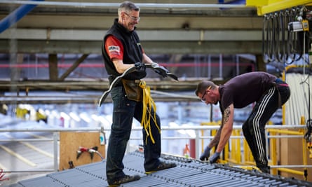 Workers on the production line at holiday home maker Willerby’s factory in Hull.