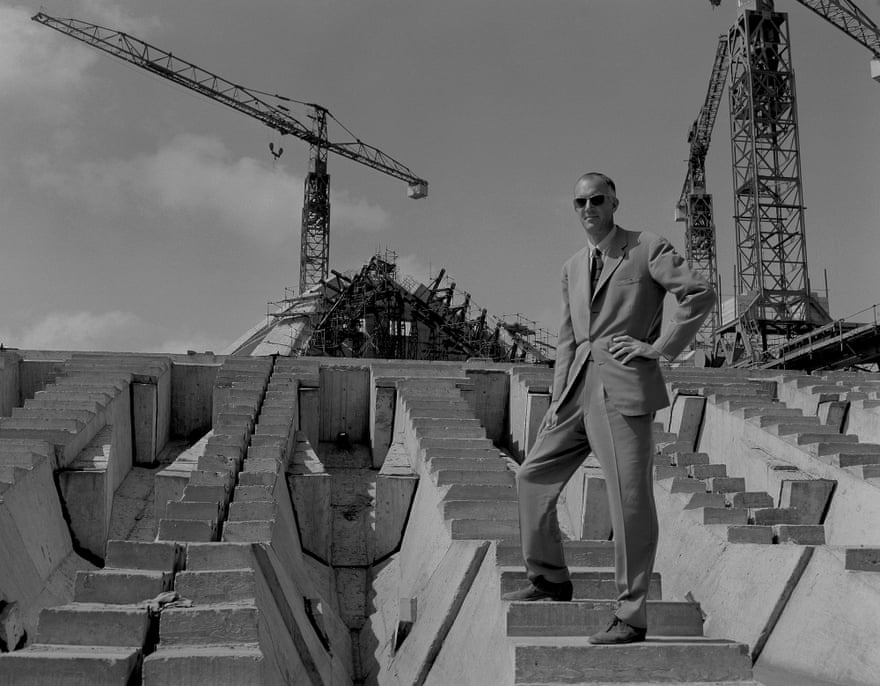 Danish architect Jørn Utzon on site in 1964.