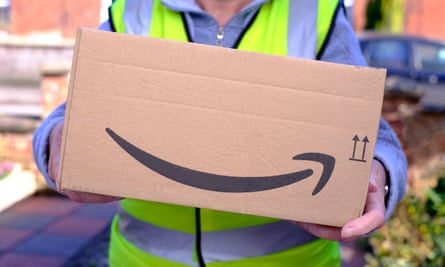 Person delivery Amazon parcel