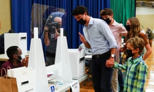 Covid live: UK records 36,100 new cases; Pfizer vaccine safe for children aged 5-11, company says | World news 3 Liberal leader Justin Trudeau votes with the help of his children, clockwise from top, Xavier, Ella-Grace and Hadrien, in his riding of Papineau, Montreal, Quebec.