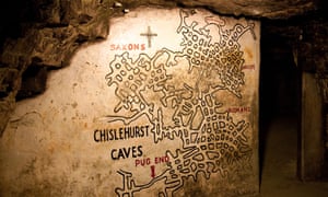 The map of the caves at the entrance, Chislehurst Caves,