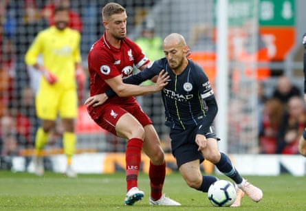 Jordan Henderson had a strong game at the base of the Liverpool midfield, where he had to contend with the movement of David Silva