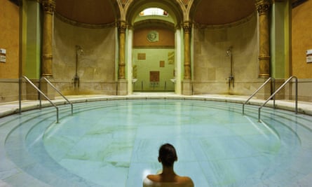 A woman relaxes at Friedrichsbad, Baden-Baden, Black Forest, Germany