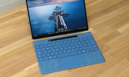 The Flex keyboard detached from the Surface Pro 11.
