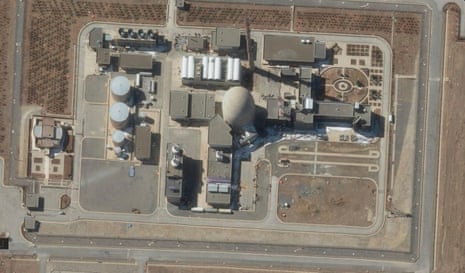 This satellite image provided by Maxar Technologies shows the Arak heavy water reactor in Iran in February of this year.