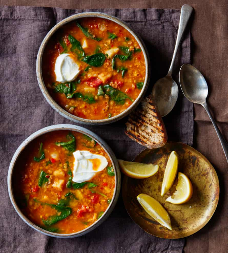 Thomasina Miers’ spicy Ethiopian lentil and spinach soup.