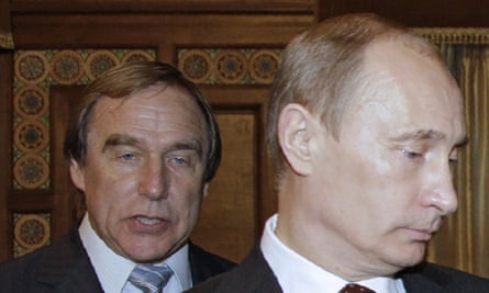 Sergei Roldugin and Putin pictured together in 2009.