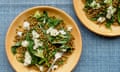 Jose Pizarro's lentils wIth wIld garlic, goats cheese and honey.