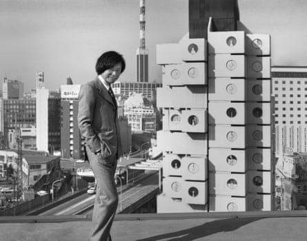 Media-savvy salesman … Kurokawa in front of the completed tower in 1974.