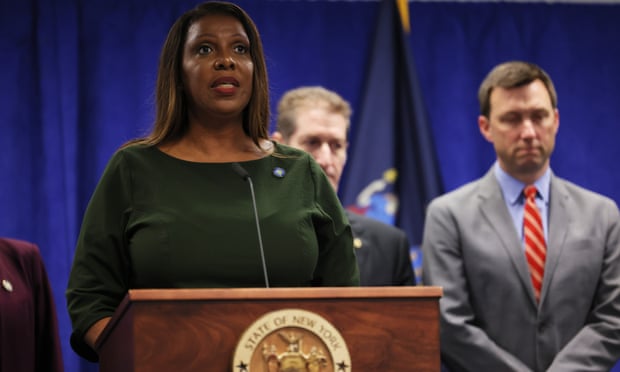 NY Attorney General Letitia James speaks during a press conference at the office of the Attorney General on September 21, 2022 in New York, New York.