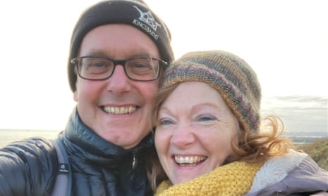 ‘I thought, if he can be silly and laugh, he’s my sort of person’ … Paul and Louise at Saint Cyrus beach, Aberdeenshire, in 2023.