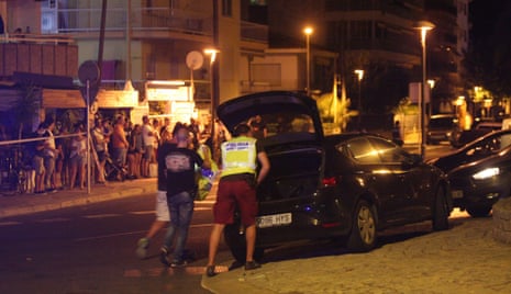 Police shoot dead four terrorism suspects after vehicle attack in Cambrilsepa06149301 Spanish Policemen inspect a car after four suspected terrorists were killed by the police after they knocked down six civilians with their car at Paseo Maritimo in Cambrils (Tarragona), northeastern Spain, 18 August 2017. EPA/JAUME SELLART