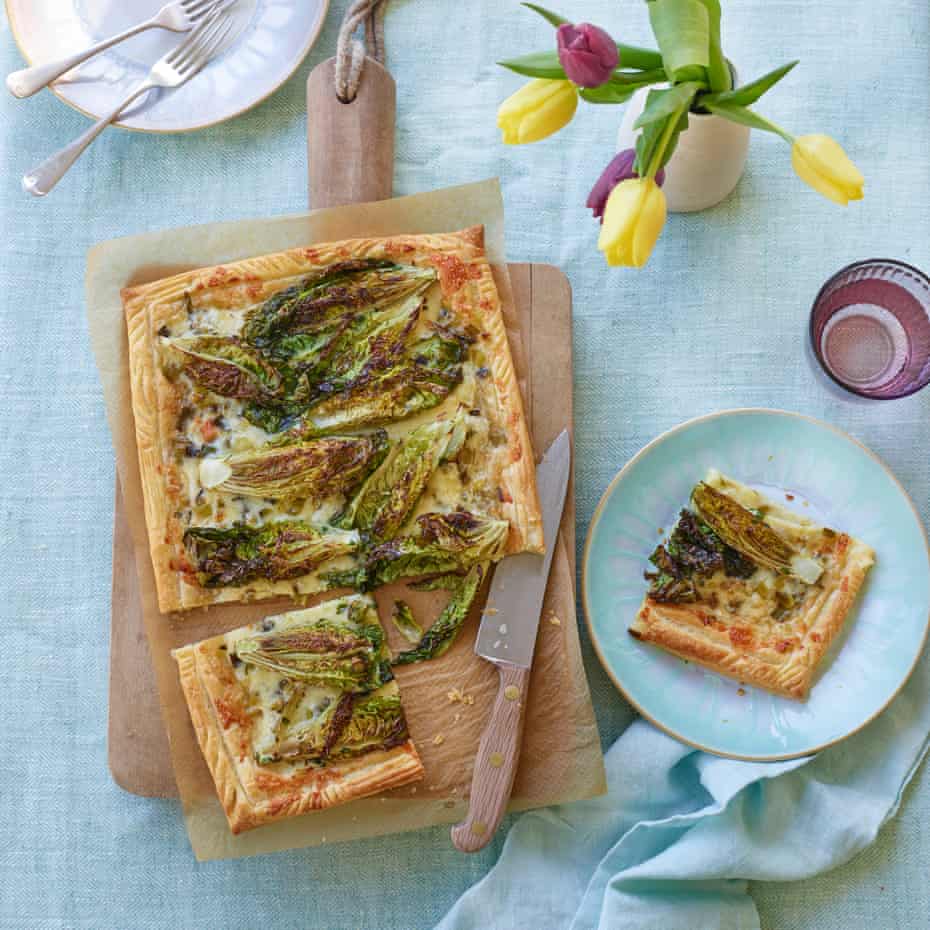 Emma Scott’s little gem tart with Keen’s cheddar, spring onions and flat-leaf parsley.