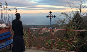 Father Makarios looking out towards the sea.
