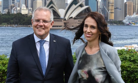 Stock image of Australian prime minster Scott Morrison and New Zealand prime minister Jacinda Ardern