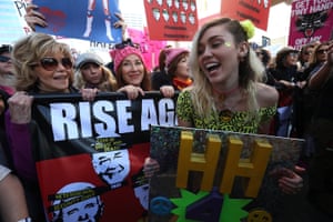 Jane Fonda and Miley Cyrus at the Women’s March Los Angeles, California