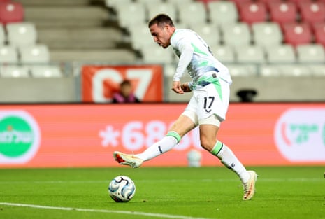 Republic of Ireland's Jack Moylan scores their third goal.