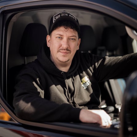 Kevin Tingley in his van