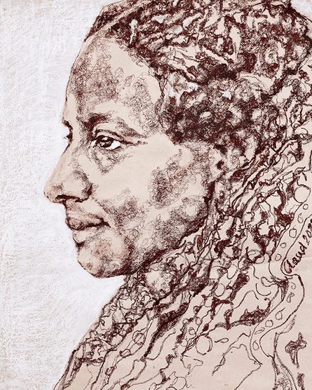 Portrait of Sarah Parker Remond in pen and ink