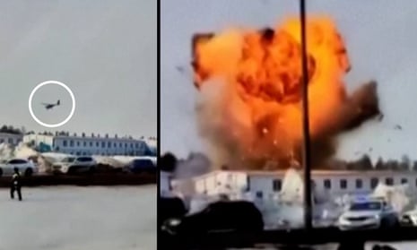 Fireball erupts as Ukraine targets drone factory in Russia – video report