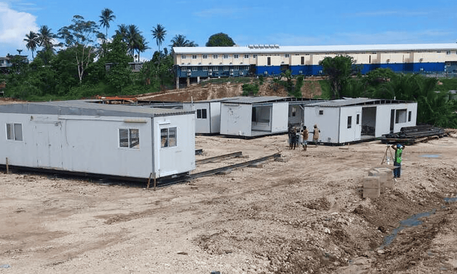 An asylum seeker’s photo of work still going on at one of the new Lorengau accommodation centres